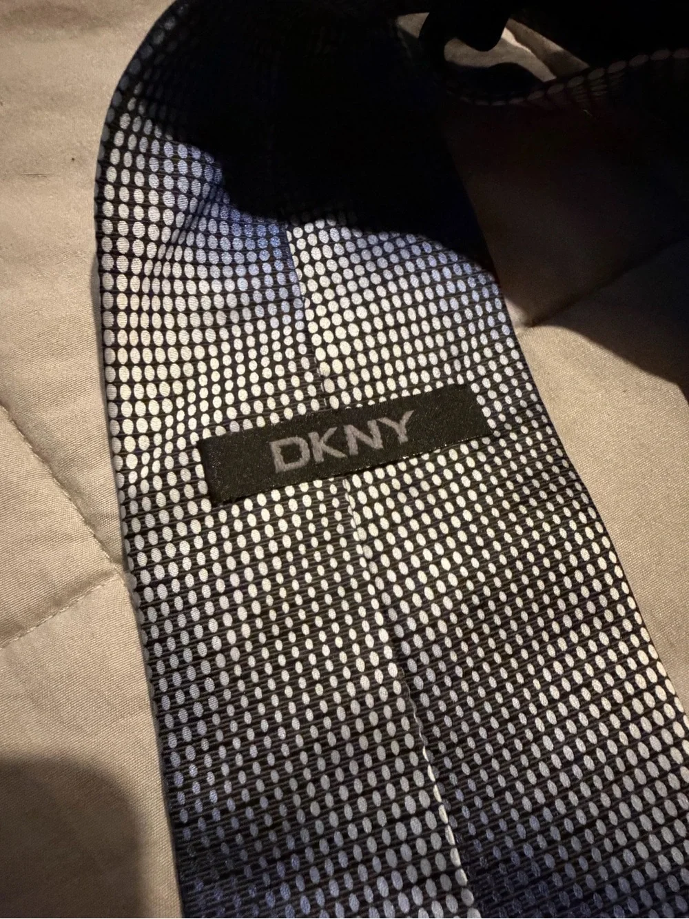 DKNY Blue and White Micro-Check Men's Tie